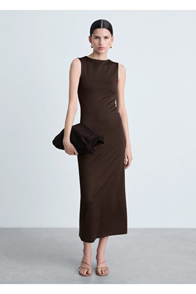 MANGO Woman Sırtı açık uzun elbise