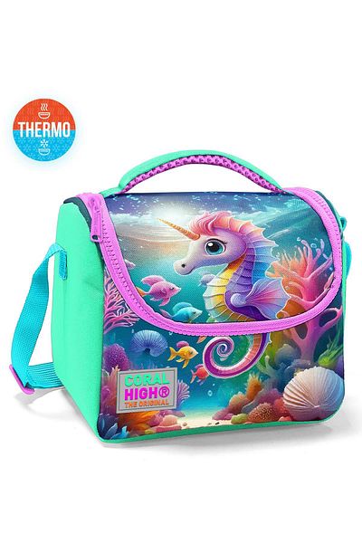 Coral High Cutie de prânz termică cu model de caiac albastru apă verde pentru copii 11788