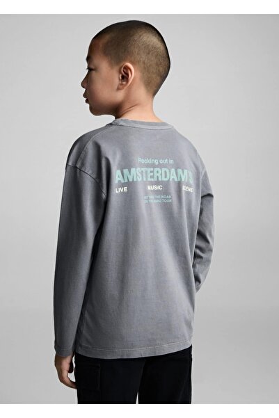 MANGO Kids Πλυμένο βαμβακερό μπλουζάκι