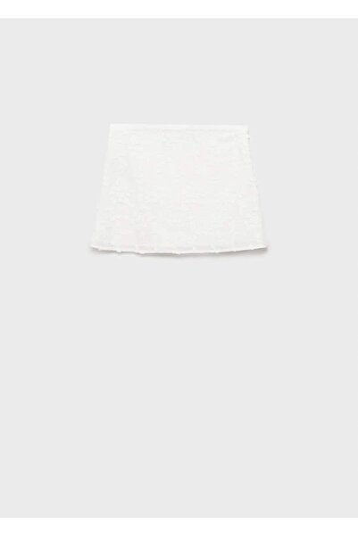 MANGO Woman Çiçek işlemeli pamuklu etek