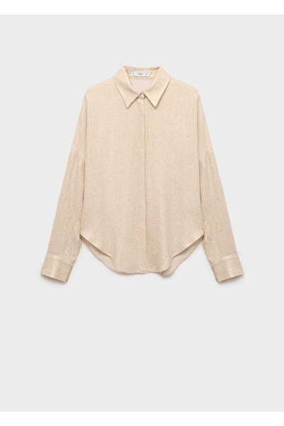MANGO Woman Πουκάμισο από λινό μείγμα κανονικής εφαρμογής