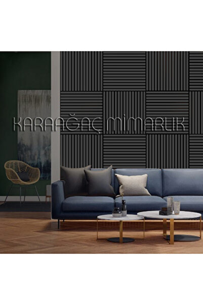 Karaağaç Mimarlık 100x240 Akustik Ahşap Duvar Paneli-8mm mdflam-4mm Keçe (Antrasit)