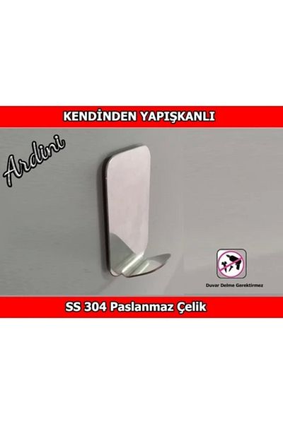 ardini Pack of 4 - Stainless Steel, Adhesive Radius Rectangular Chrome Robe Towel Rack