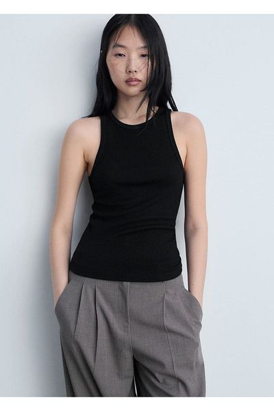 MANGO Woman Slim Ribbed Knit Top