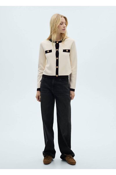 MANGO Woman Tricotine Jacket with Jewelry Buttons