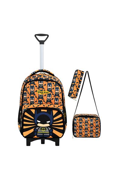 Roxy Batman Portable Rickshaw Set of 3 Primary School Bag, Thermal Lunch and Pencil Case Set