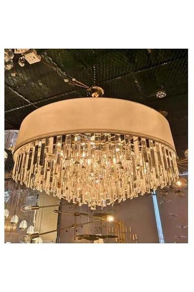 Btm Modern gold ceiling chandelier with clear crystal 80 cm round shape