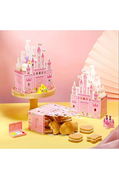 Genel Markalar 5 Adet Pembe Renkli Prenses Kalesi Şeklinde İkramlık, Hediyeli...