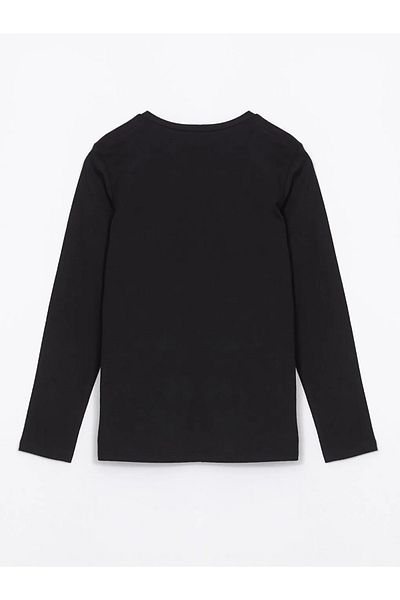 LC Waikiki Tricou de damă cu imprimeu negru cu gât crew LCW ECO