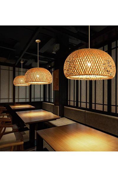 Btm Modern Bohemian Rustic Bamboo Chandelier