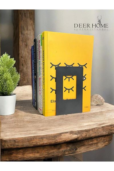 deer home by Pera İstanbul 2 броя черна метална поставка за книги 12x13x8 - поставка за книги - декоративен аксесоар за дома и офиса