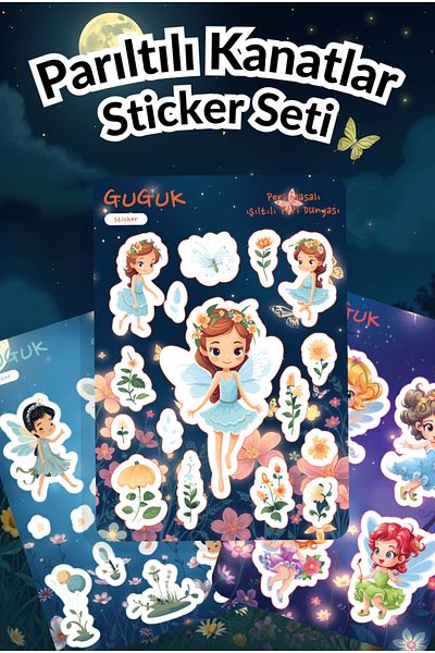 GUGUK Glitter Wings Sticker Leaves Set