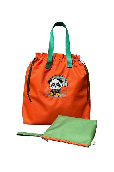 Atelier Bomonti Panda Pattern Waterproof Wet Dry, Dirty Clean, Beach Pool Functional Bag Set of 2