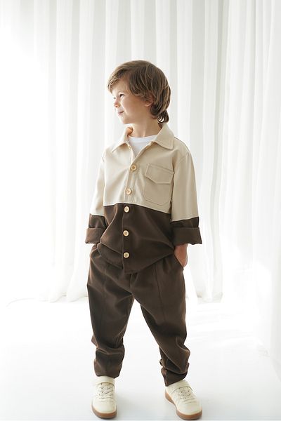 Catz Kids Coffee Cream Retro Jacket - Carrot Pants Set