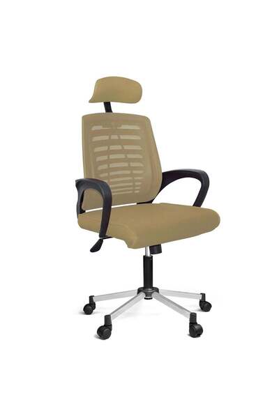 Türksit Karizma File Müdür Koltuğu Metalik Gri Boyalı Ayak Krem