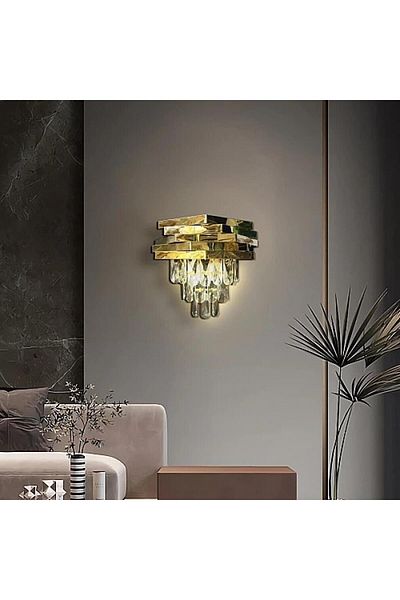 Btm Modern gold crystal wall lamp