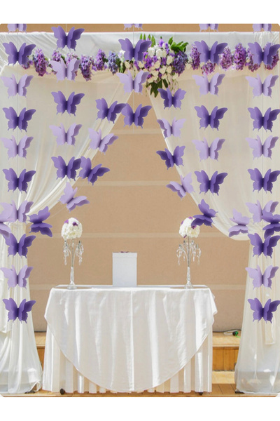 by belis design 4metre Doğum Günü,parti Kelebek Kağıt Flama Banner Duvar,tava...