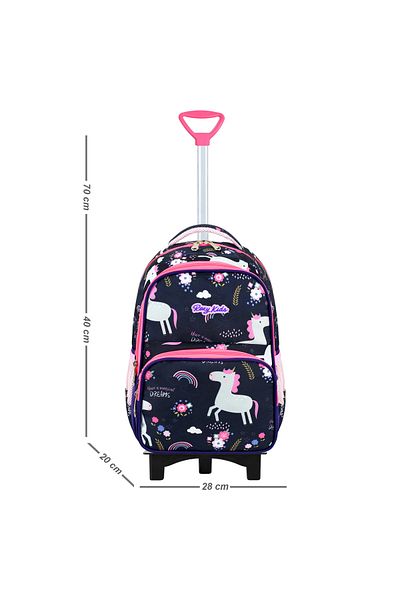 Roxy Unicorn Printed Portable Rickshaw Set of 3 Primary School Bag, Thermal Lunch and Pencil Case Set