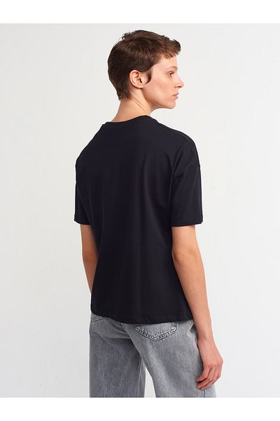 Dilvin Black Basic Crew Neck T-shirt