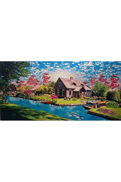 Haki Alışveriş Dünyası manzara resmi tablo 120x60cm led ışıklı