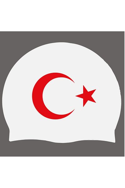 bcfswimsportserkılıç2011 Turkish Flag Silicone Cap Pool Cap Silicone Swimming Cap