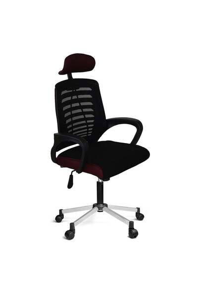 Türksit Karizma File Müdür Koltuğu Metalik Gri Boyalı Ayak Siyah-Bordo