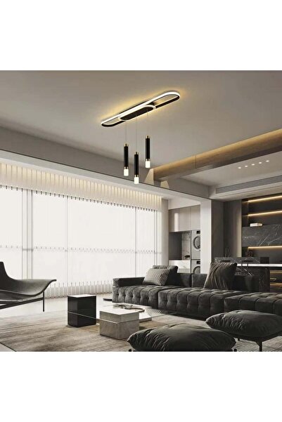 Btm Modern triple chandelier black and gold bronze