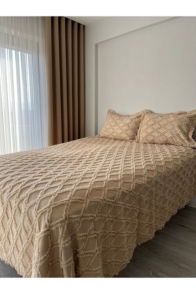 MİRATELİER Scandinavian Double Tasseled Bedspread