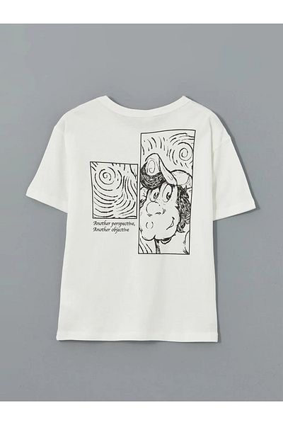LC Waikiki Lcw Kids Ecru Crew Neck Boy T-Shirt