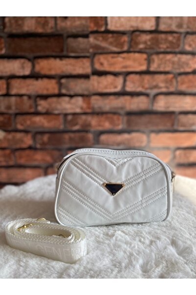 eladabags Beyaz renk iki gözlü askılı çanta