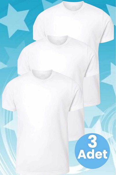Tezzgelsin Boy's 100% Cotton Crew Neck 3-Piece Undershirt