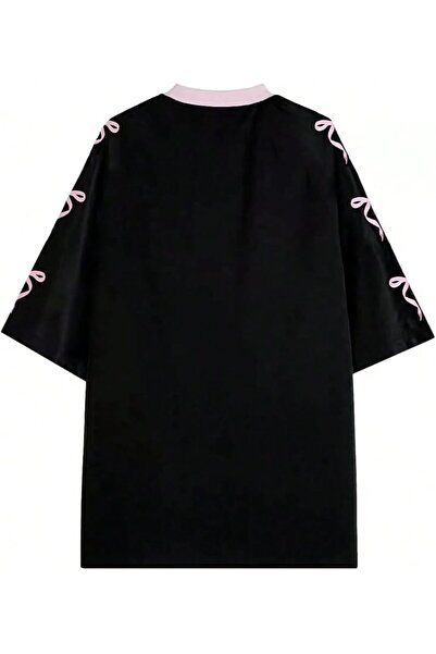 Touz Moda Y2K Ribbon Ballet Printed Oversize T-Shirt