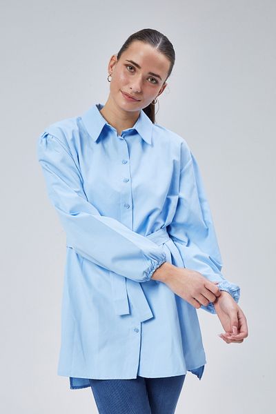 lurex moda Cămașă cu curea plisată pe umeri
