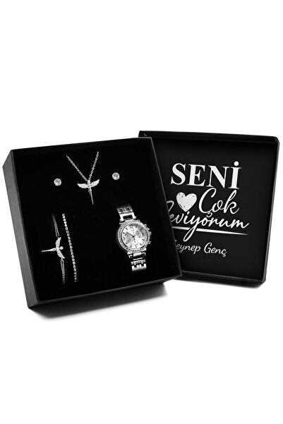 Apollon Gift Shop Sevgililer Gününe Özel Kutu & Gümüş Renk Zirkon Melek Kolye...