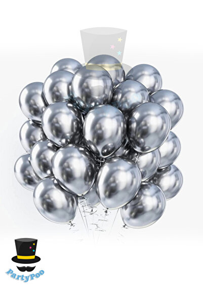 PartyPoo مجموعة من 20 بالونة فضية معدنية ملونة