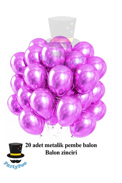 PartyPoo Lot of 20 Metallic Pink Balloons