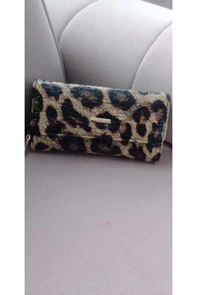 eflanmoda leopar desen rugan kağıt para bozuk para kartlık ve telefon bölmeli...