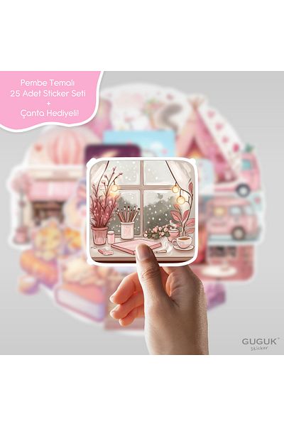 GUGUK مجموعة الملصقات الوردية