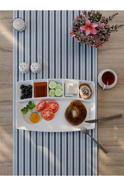 6 Compartment Polycarbonate Breakfast Plate, 30x20 Cm, Presentation Plate