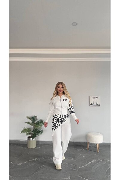 bonibon butikk Women's New Season High-Waisted Text Detailed Zippered Bottom ...