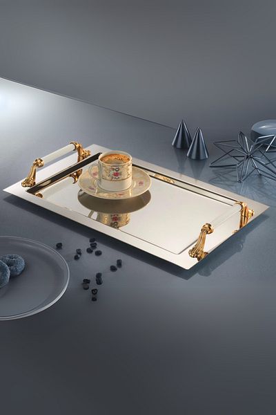 ÖzSa Home Alone Coffee Promise Engagement Promise Tray - with Stainless Steel Handles, 25X38 cm