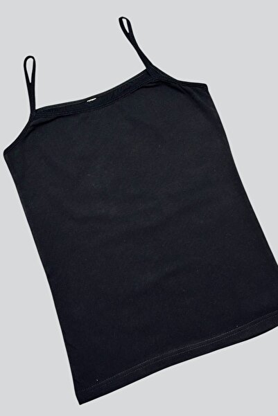 Gizli Butik Women's Black Undershirt - Cotton, Rope Strap and Lycra