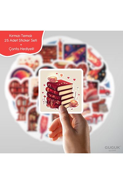 GUGUK مجموعة ملصقات حمراء