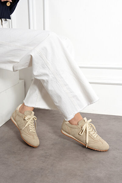 Friend & Trend Süet Bağcıklı Düz Taban Sneaker Kadın Spor Ayakkabı