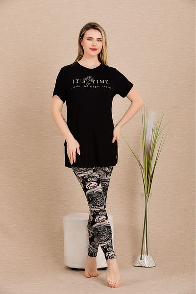 Lady Lingerie Set pijama dama cu jambiere cu maneca scurta
