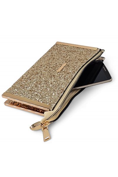 Evident Gold Stone Patterned Small Portfolio & Women's Handbag (19 X 11)