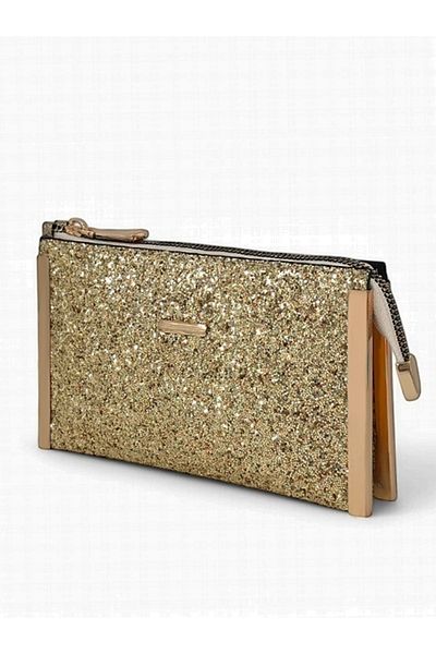 Evident Gold Stone Patterned Small Portfolio & Women's Handbag (19 X 11)