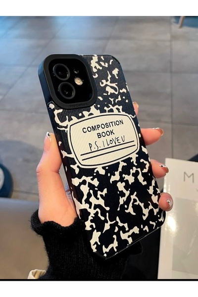 MİRAZ TASARIM IPHONE —12—حافظة مطلية بتفاصيل نصية سوداء