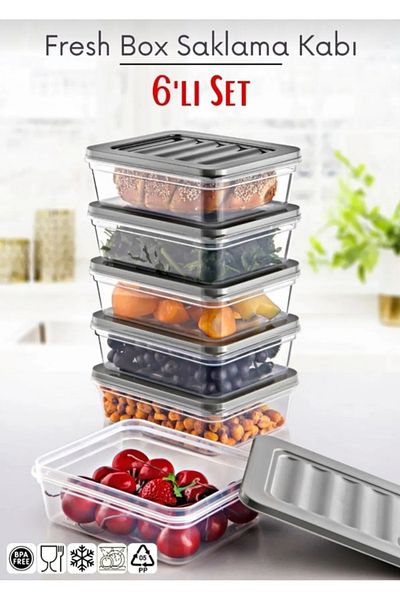 VİZYON 600ml 6Pcs Fridge Organizer Set Fridge Organizer Storage Container