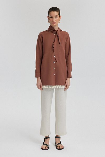 Touché Privé Stylish Shirt with Embroidery and Tassel Detail